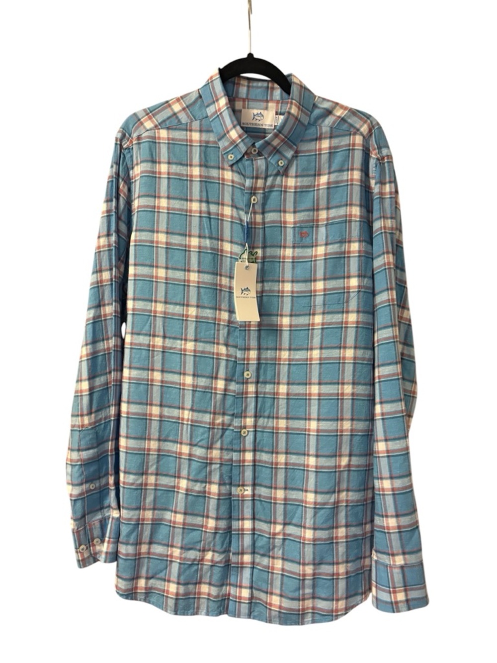 NWT Southern Tide Men’s Headland
Bayfront Plaid Long Sleeved Hemp Blend
Shirt